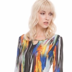 Orange Jersey Dress with Key hole sound neck